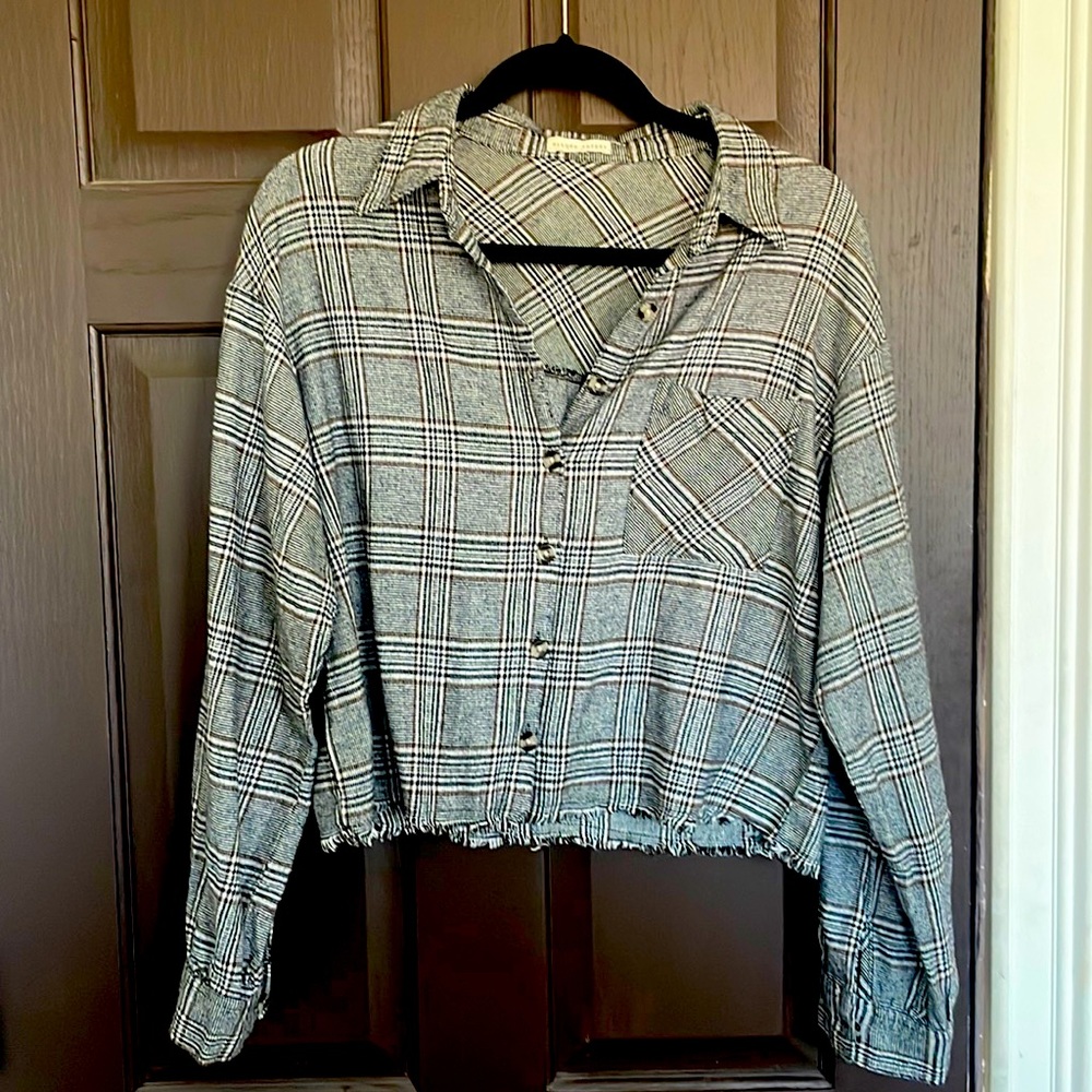 Gilded Intent cropped flannel, relaxed fit